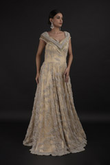 Beige Off Shoulder Gown