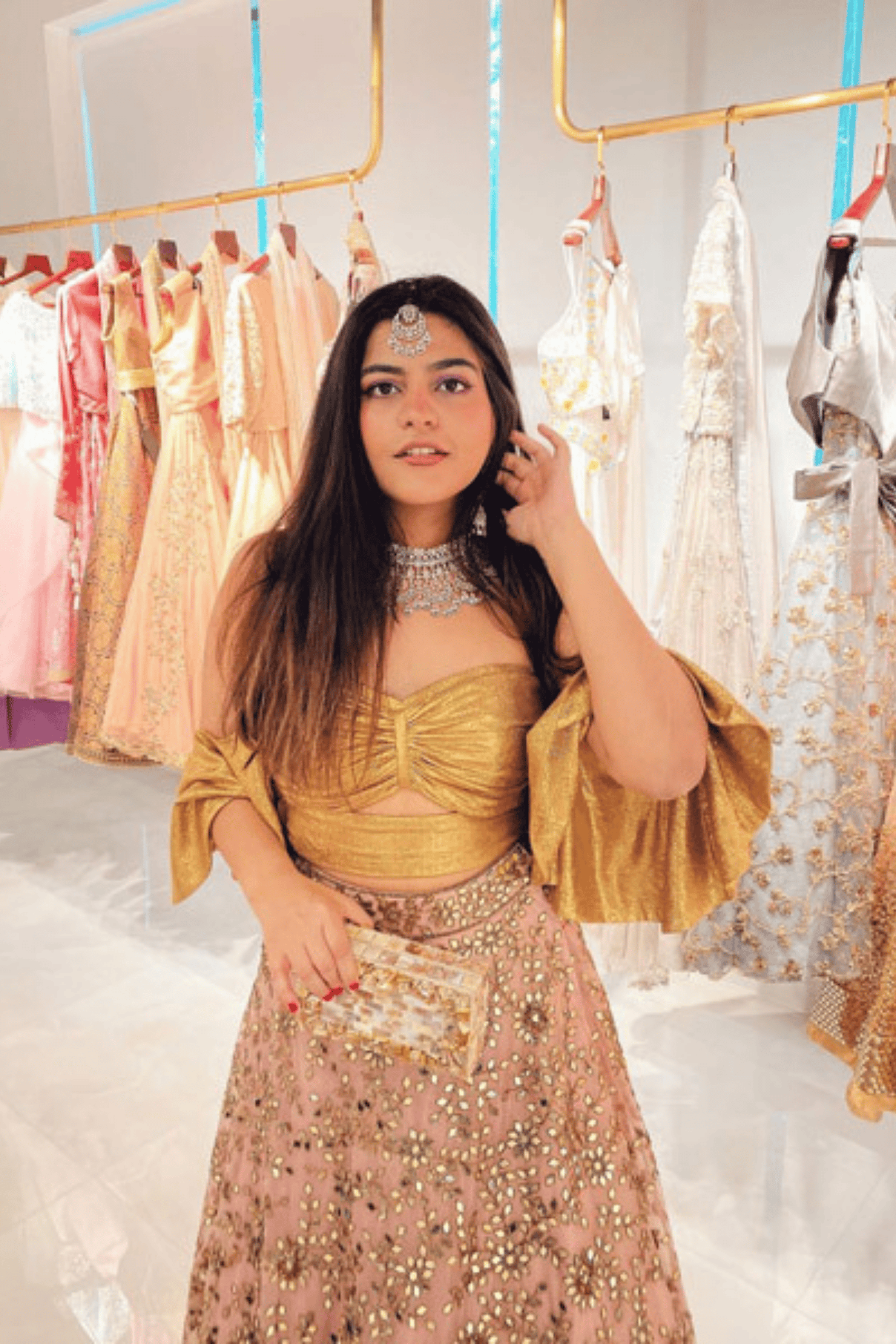 Pink Mirrorwork Top Bottom Set2