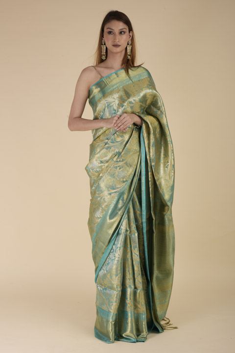 Green Motif Silk Saree