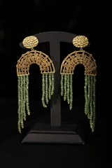 Green Beads Semi Circle EarringsIMG_0661