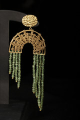 Green Beads Semi Circle EarringsIMG_0663