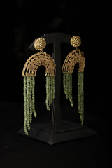 Green Beads Semi Circle EarringsIMG_0666