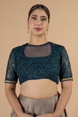 Deep Blue Floral BlouseDSC07039