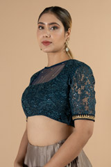 Deep Blue Floral BlouseDSC07040