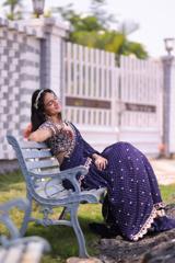 Navy Blue Lehenga Saree Set1