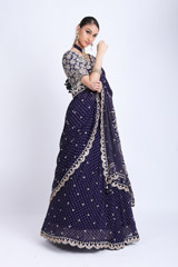 Navy Blue Lehenga Saree SetIMG_7780