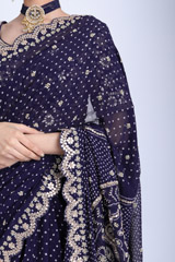 Navy Blue Lehenga Saree SetIMG_7800