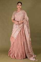 Peach Crinkled Lehenga Saree