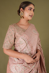 Peach Crinkled Lehenga SareeDSC05279