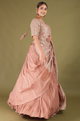 Peach Crinkled Lehenga SareeDSC05286