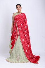 Mint Bandhani Lehenga Saree