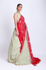 Mint Bandhani Lehenga SareeIMG_7704