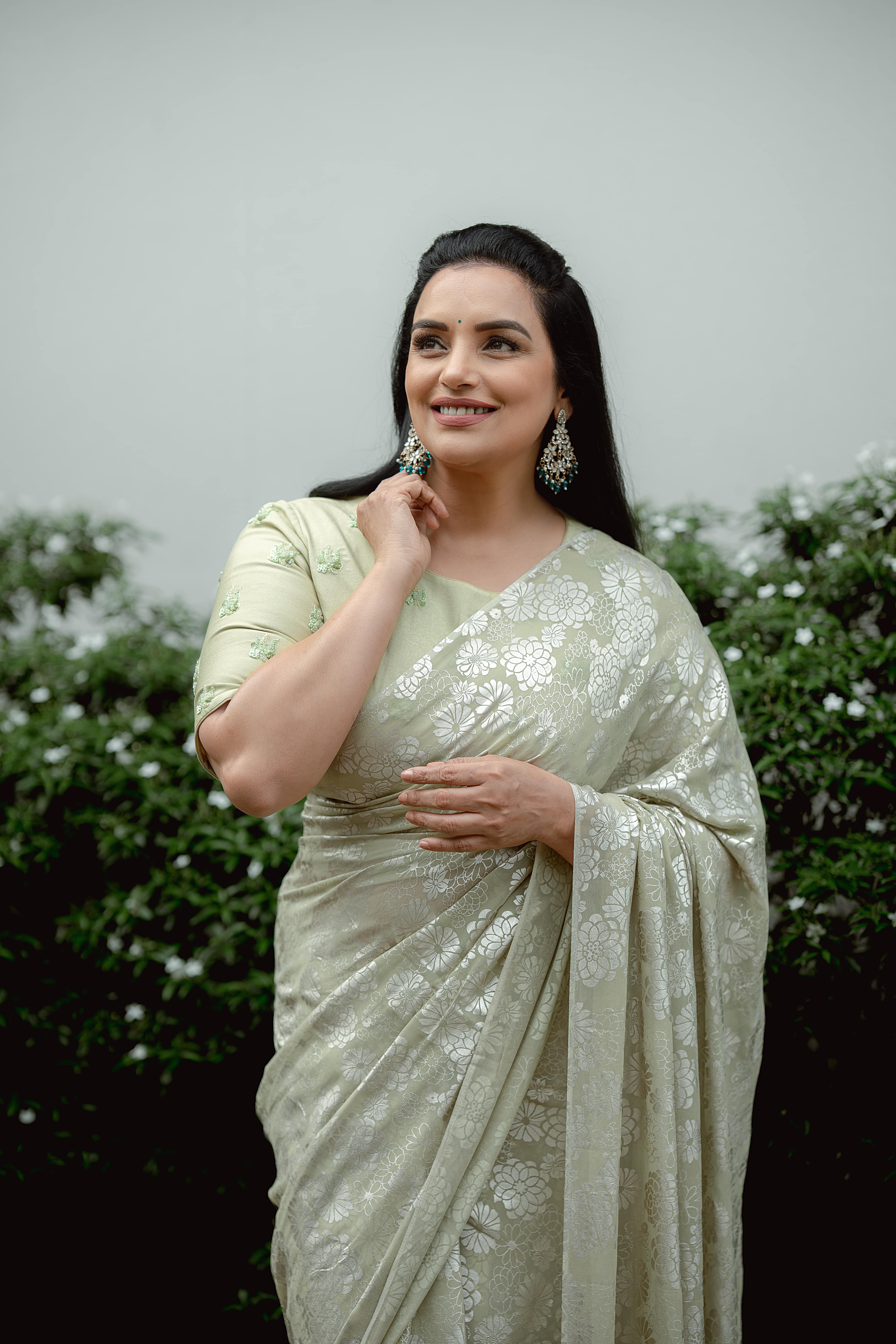 Foil Print Saree
