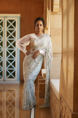 Grey Embroidered Saree1
