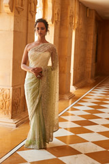 Mint Floral Embroidered Saree