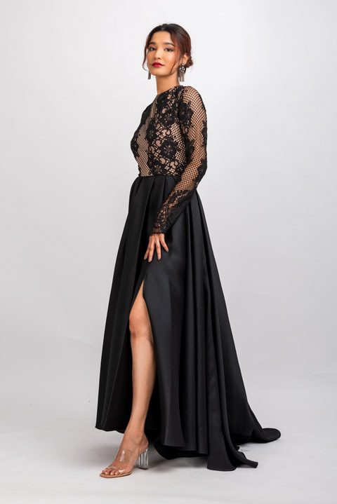 Black Slit Gown