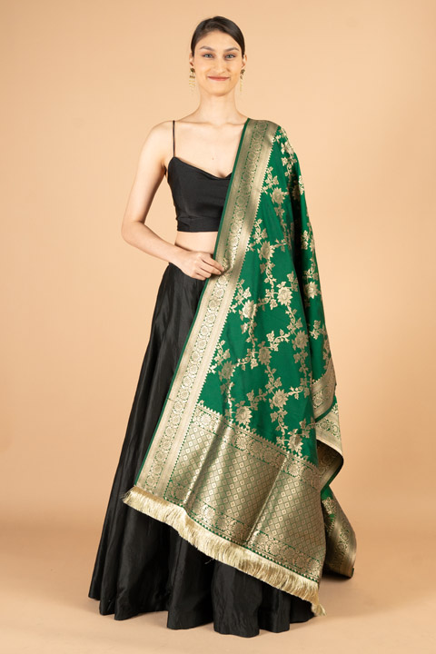 Green Silk Dupatta