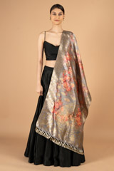 Grey Floral Print Dupatta1