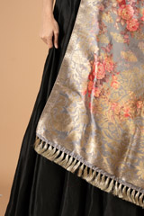 Grey Floral Print DupattaDSC07298