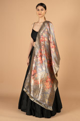 Grey Floral Print DupattaDSC07301