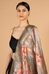 Grey Floral Print DupattaDSC07302