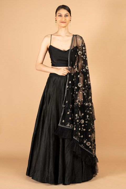 Black Embellished Dupatta