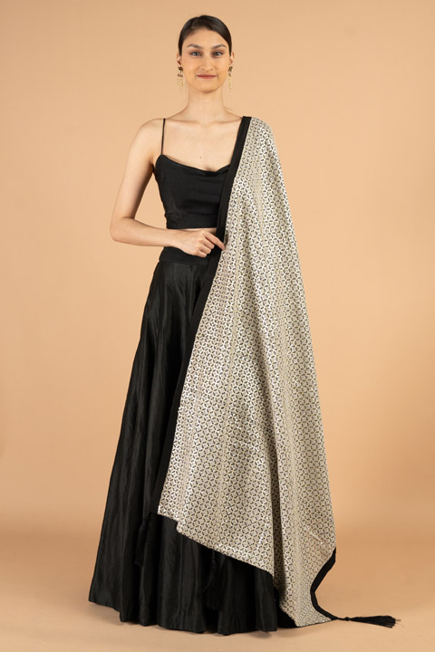 White And Black Dupatta