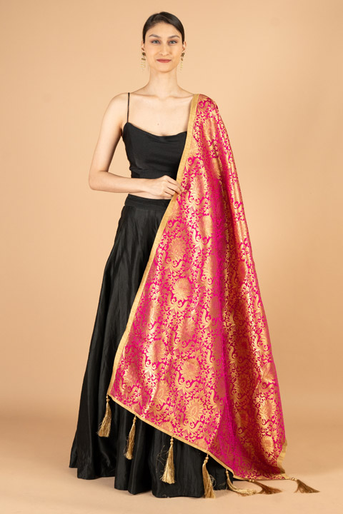 Pink Silk Dupatta