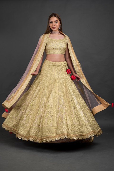 Yellow Zari Lehenga Set