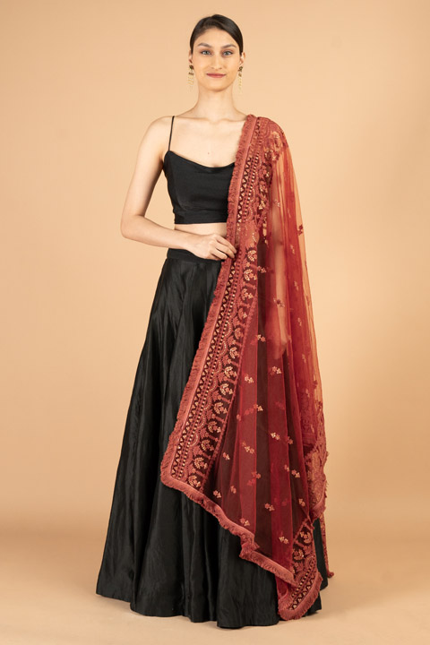 Red Net Dupatta