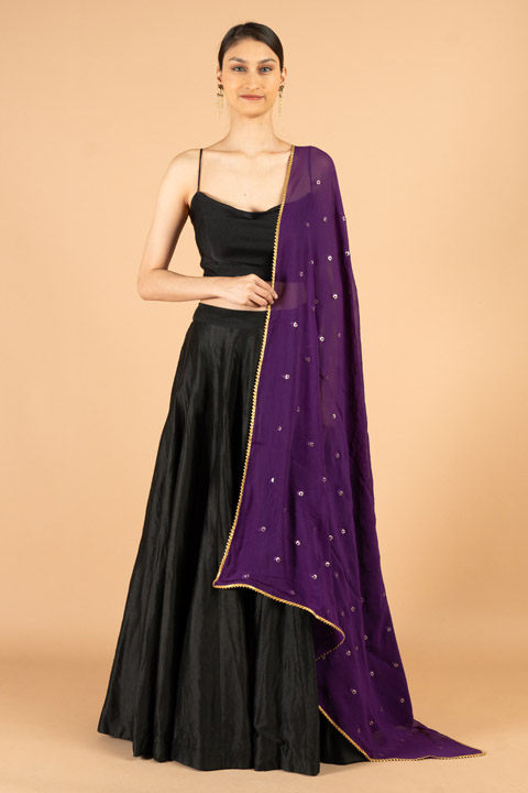 Purple Embellished Dupatta