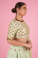 Green Embellished LehengaDSC00045