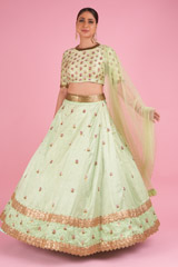 Green Embellished Lehenga