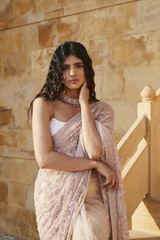 Pink Creeper Design Embroidered Saree3