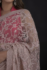 Pink Creeper Design Embroidered Saree_DTR1505