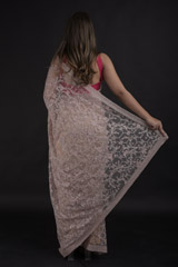 Pink Creeper Design Embroidered Saree_DTR1511