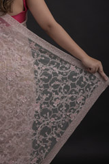 Pink Creeper Design Embroidered Saree_DTR1512