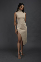 Beige Neoprene Dress