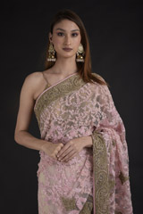 Pink Embroidered Saree_DTR2176