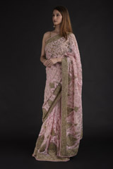 Pink Embroidered Saree_DTR2183