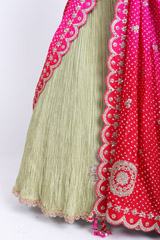 Green And Pink Bandhani Lehenga SareeIMG_7754