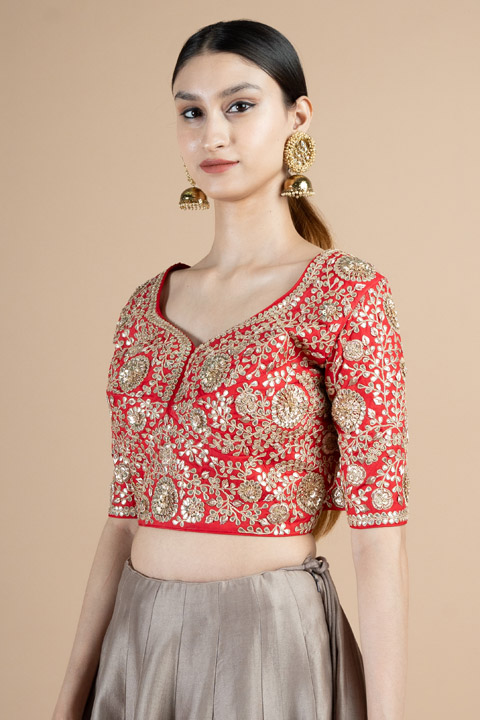 Red Embellished Blouse