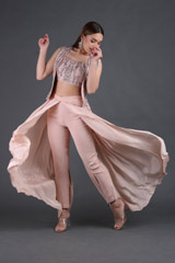 Peach Embroidered Top Bottom Set