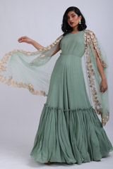 Mint green embellished gown with jacketIMG_6894