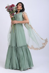 Mint green embellished gown with jacketIMG_6930