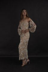 Coffee Brown Floral Gown_DTR0086