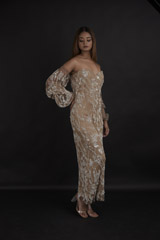 Coffee Brown Floral Gown_DTR0087