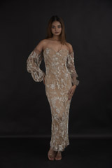 Coffee Brown Floral Gown