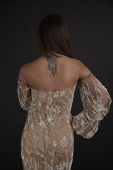 Coffee Brown Floral Gown_DTR0091