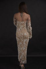 Coffee Brown Floral Gown_DTR0092